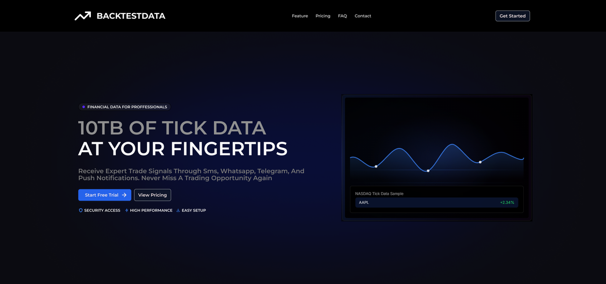 BacktestData Landing Page