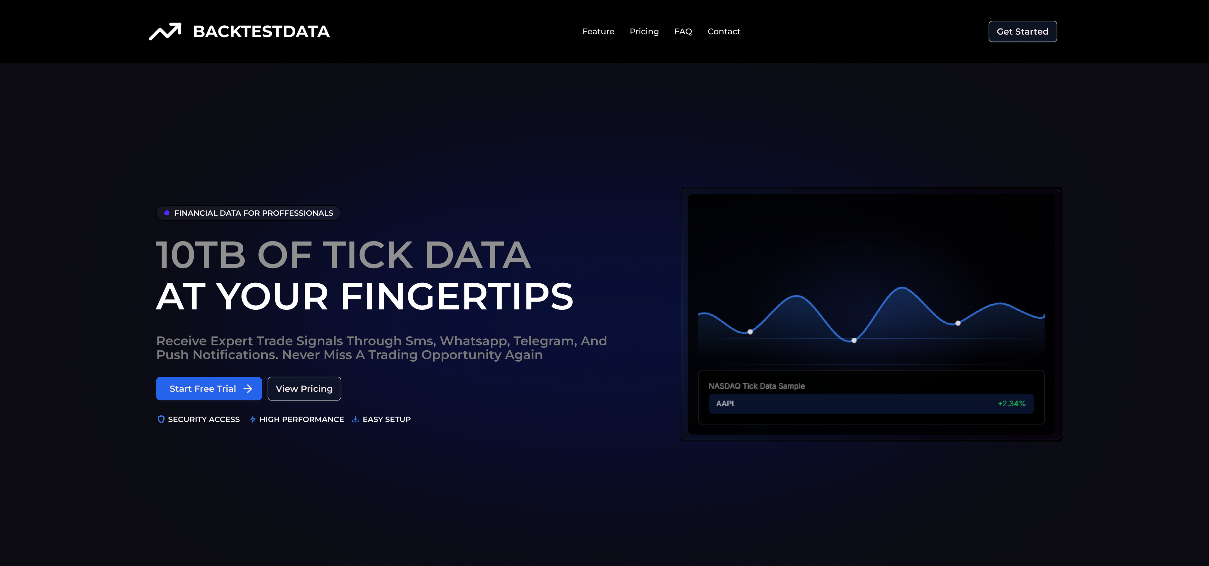 BacktestData Landing Page